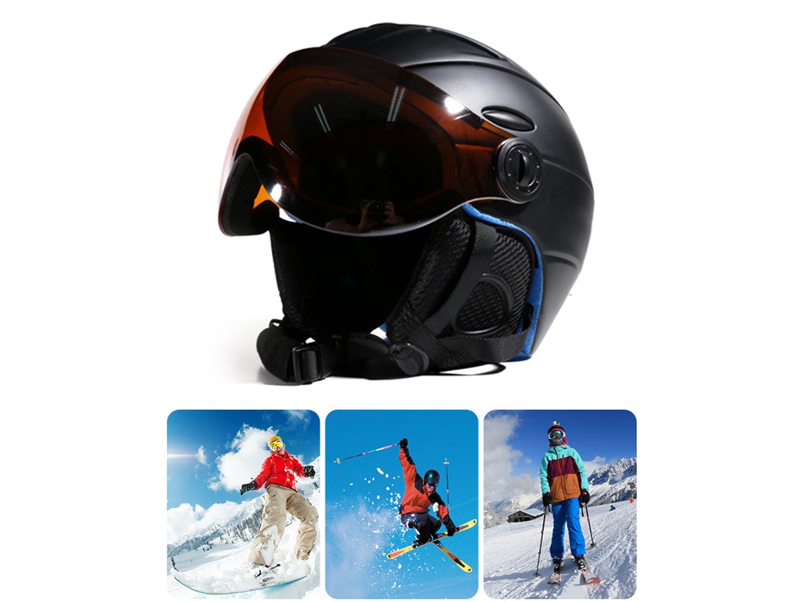 Casco de esquí y snowboard 2 en 1 con visera extraíble y máscara antivaho para hombre y mujer
