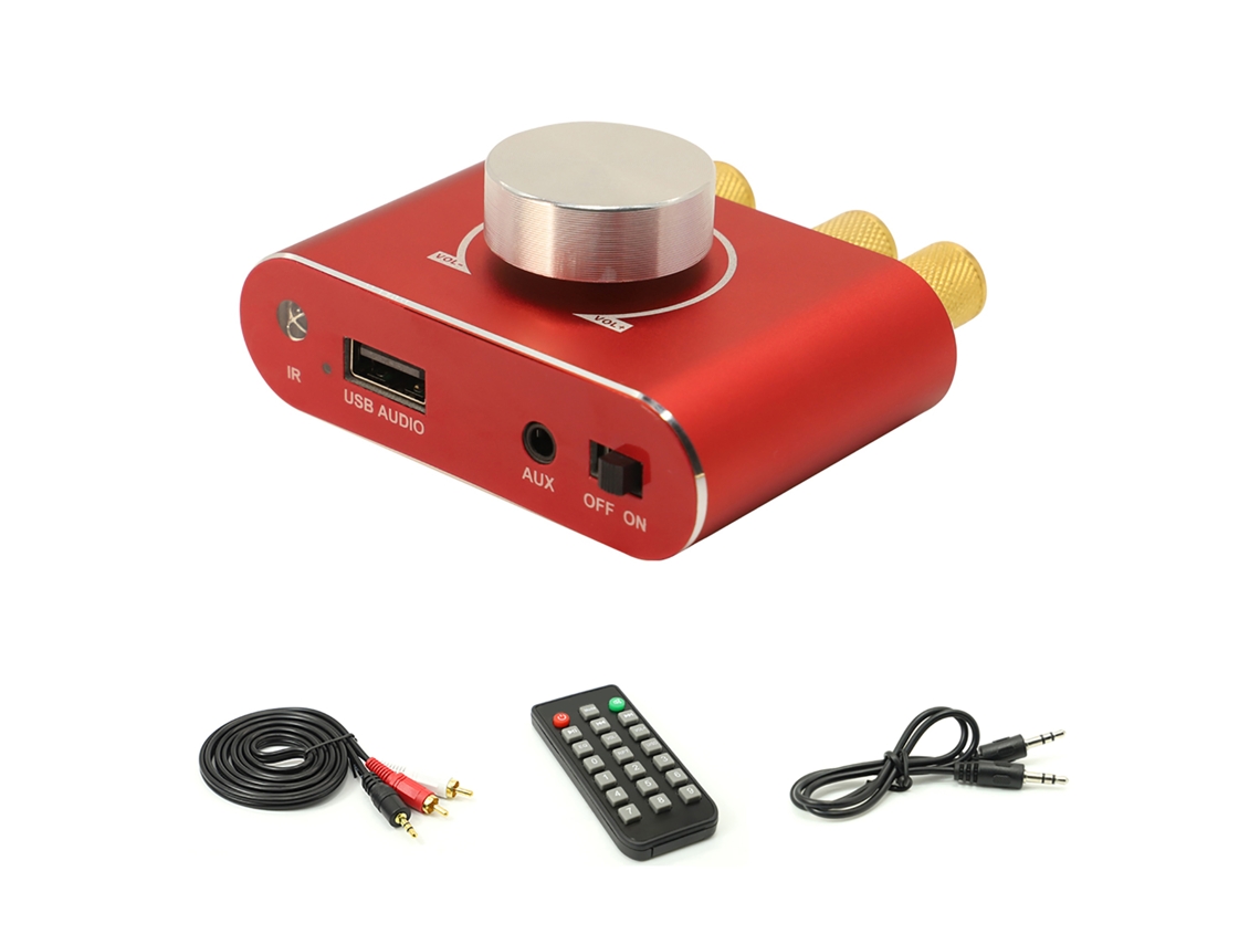 Placa amplificadora estéreo X15h de 15 W y 12/24 V con Bluetooth, USB, entradas auxiliares, control mediante aplicación y control remoto.