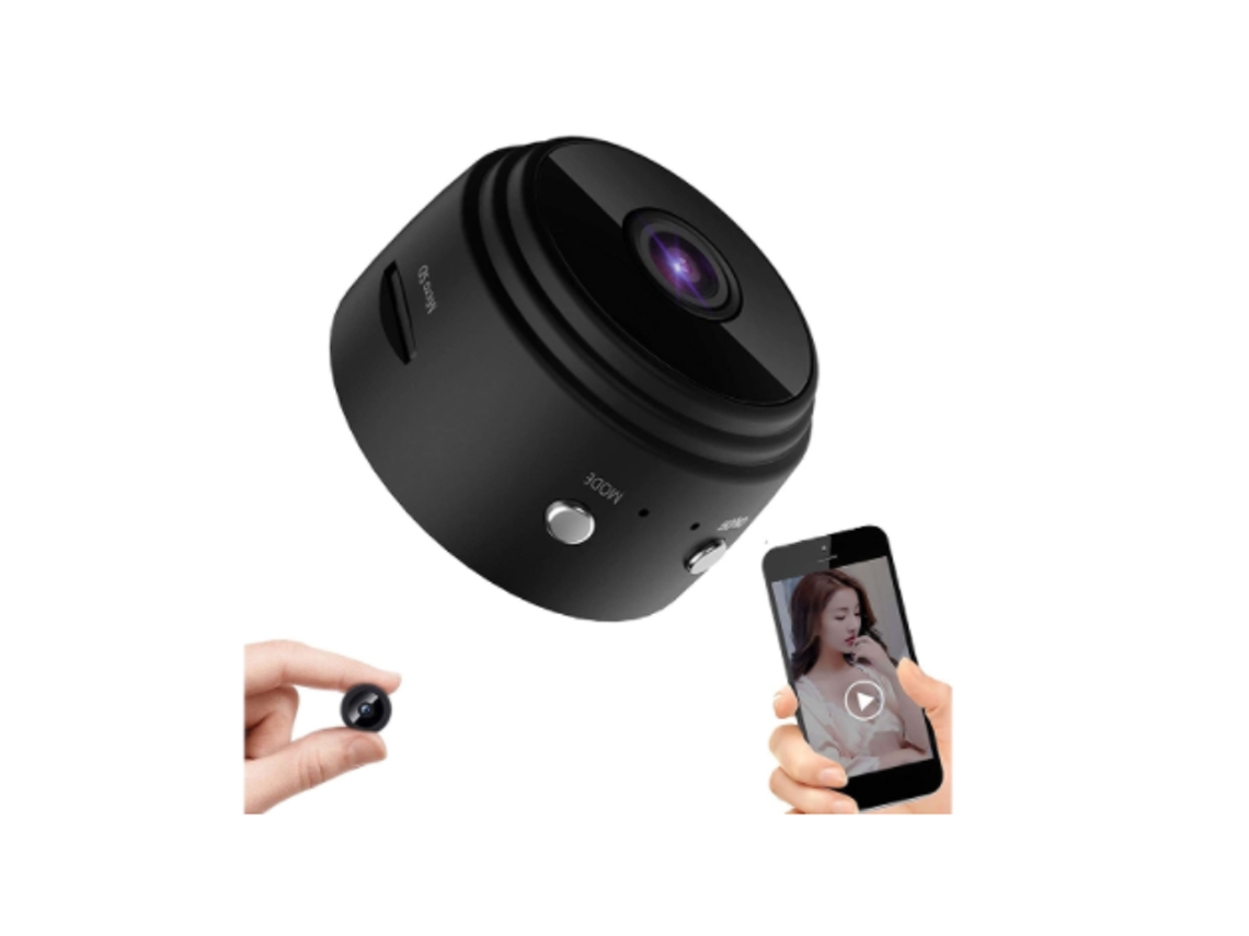 Cámara de seguridad inalámbrica Nascosta 1080p HD para interiores con wifi y detección de movimiento, audio Yizhood (negra)
