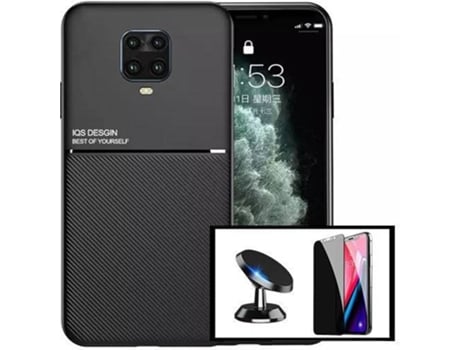 Kit Funda Magnetic Lux, Anti-Spy 5D Full Cover y Soporte Magnético de Coche Xiaomi Redmi Note 10 Lite PHONECARE Negro