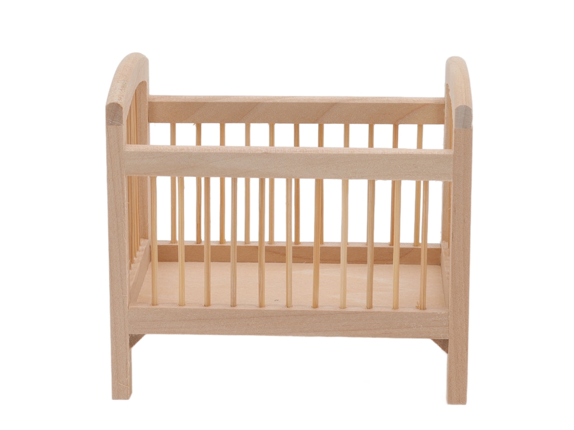 2026-cuna Miniatura 1/12 Escala Mueble De Madera Sin Espinas Para Casita De Muñecas Cama Mini