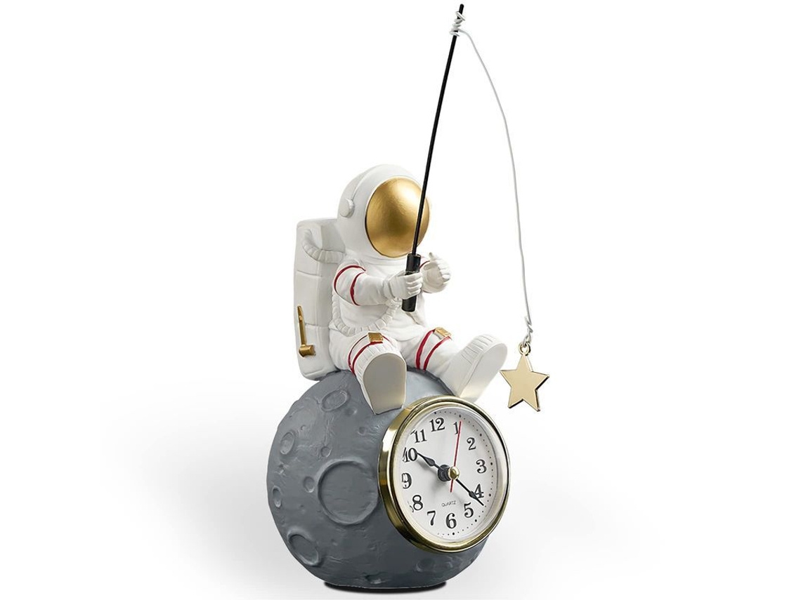 Reloj Con Figura De Astronauta Para Mesa Y Estante, Funciona Con Pilas, Astronauta Y Planeta Fmq