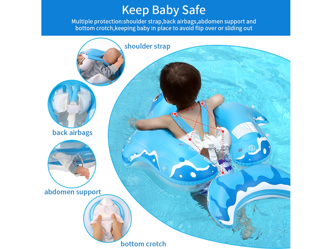 Flotador Hinchable Para Bebés Con Toldo, Protección Solar Spf50+ Y Bomba, Para Bebés De 3 A 24 Meses.