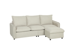 Sofá Doble 3 Plazas, Modular, Tejido, 212x125x84cm, Crema