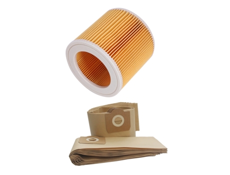 Filtro Hepa para polvo de aire, 4 piezas, para Karcher Filler 1000 A2200 y 12 piezas, bolsas de polvo para aspiradora Karcher Wd3