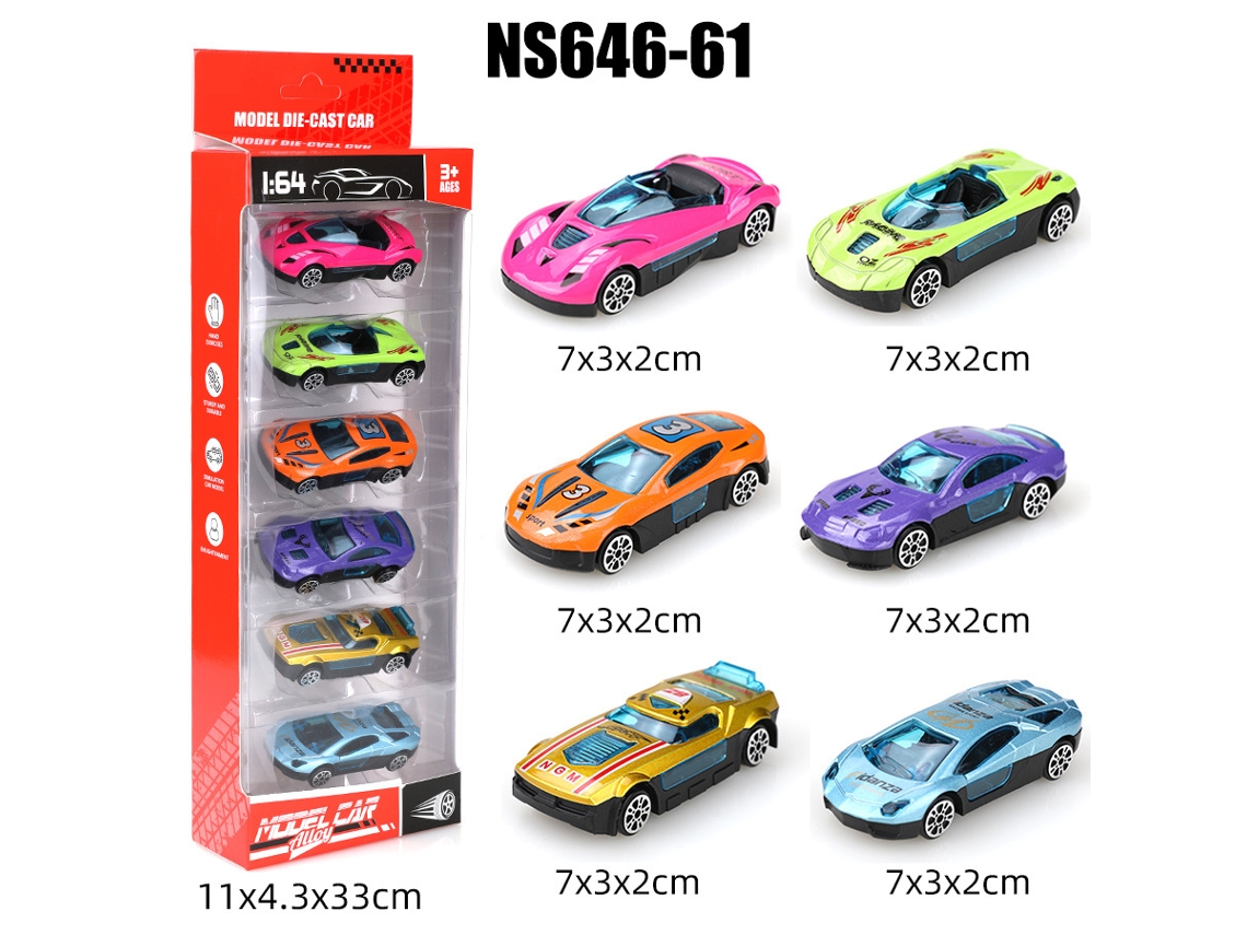 (6 Coches) Mini Coches Deslizantes De Metal Fundido A Presión A Escala 1/64, Juguetes Para Niños