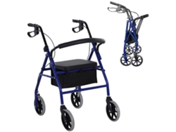 VPMKP - Andador Plegable Homcom Con Asiento Y Frenos, Azul Y Negro.