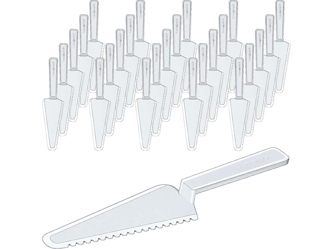 50 utensilios desechables de plástico para pasteles, pizzas, rebanadores y servir Everley891 (transparentes)
