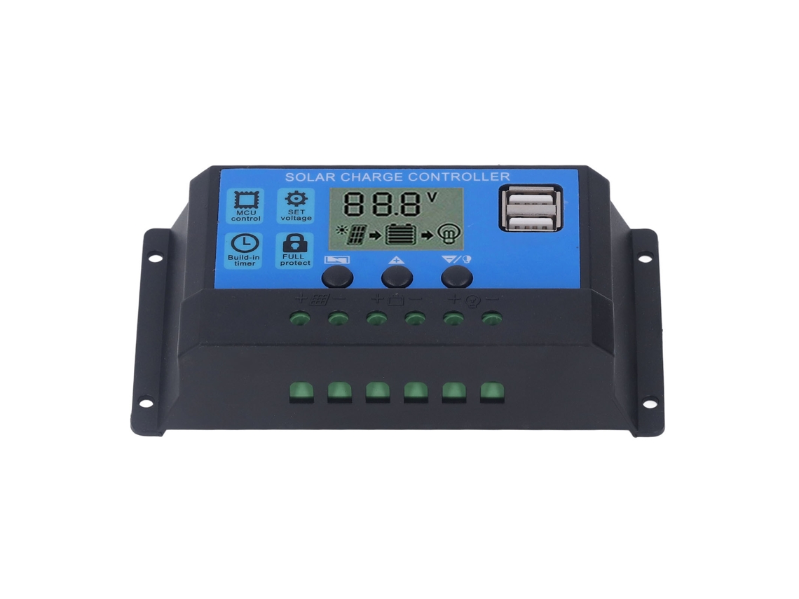 Controlador De Carga Solar Pwm De 12v/24v Y 60a Con Pantalla Lcd Y Doble Salida Usb De 5v Para Paneles Solares.