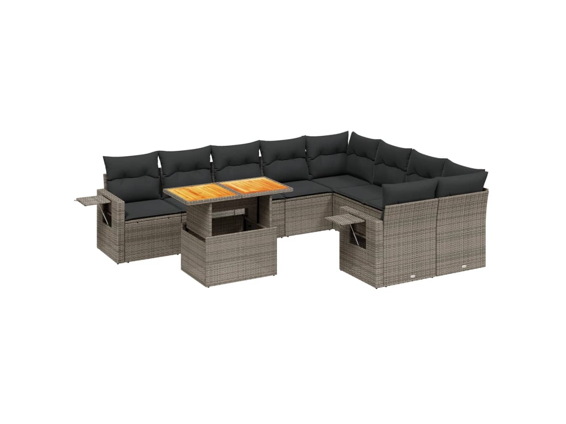 Maison Exclusive - Set De Sofás De Jardín 10 Pzas Con Cojines Ratán Sintético Gris