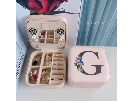Caja de almacenamiento de joyas con espejo, joyero de madera de doble capa, caja de almacenamiento de pendientes HHZ