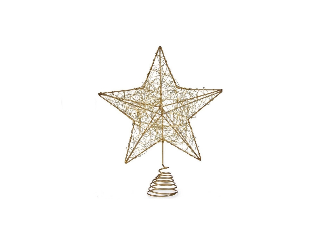 Estrella navideña dorada, fabricada en acero y plástico, dimensiones: 20 x 5 x 24,5 cm, ergonómica, para uso diario. STELASPLEN