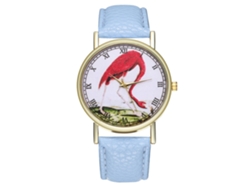 Reloj De Pulsera Unisex De Cuero Azul Claro Con Movimiento De Cuarzo Analógico Moderno.