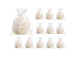 Bolsa de tul con mangas blancas en forma de estrella y cordón ajustable