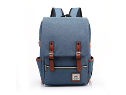 Mochila retro para portátil, ideal para viajes y la escuela, 16 pulgadas, azul.