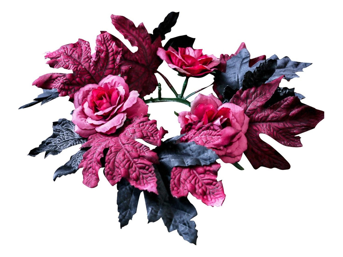 Guirnalda de velas de rosas y hojas de colores slowmoose