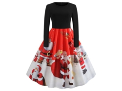 2026-vestido Midi Retro De Navidad Para Mujer Con Estampado De Santa Claus Manga Larga Vintage Rockabilly Elegante Para Fiesta