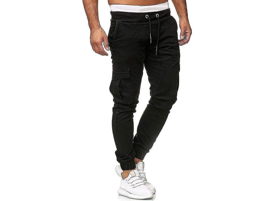 Pantalones Cargo Para Hombre Con Cintura Elástica, Corte Ajustado, Bolsillos, Pantalones Deportivos De Combate Con Puños.