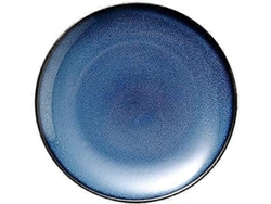 Vajilla de cerámica azul de estilo europeo con platos de ensalada y de carne de 19 cm (7,5 pulgadas), apta para microondas.