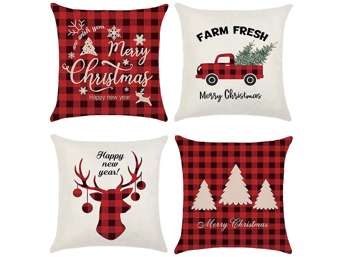Juego De 4 Fundas De Almohada Navideñas Con Motivos De Copos De Nieve