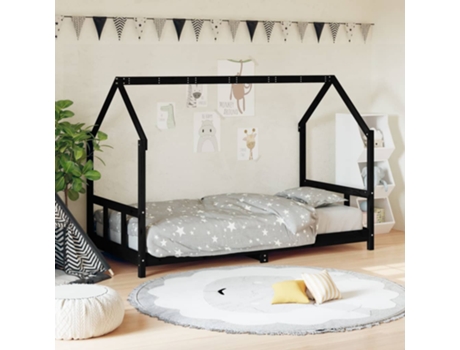 Estructura De Cama Para Niños VIDAXL Negro Madera (90x190 cm)