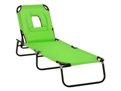 Tumbona Plegable 4 Posiciones, Oxford, 120kg, 190x56x28cm, Verde