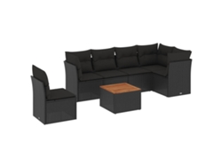 Maison Exclusive - Set De Comedor De Jardín 7 Pzas Y Cojines Ratán Sintético Negro