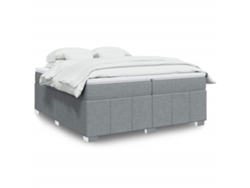 Cama Box Spring Con Colchón Tela Gris Claro 200x200 Cm