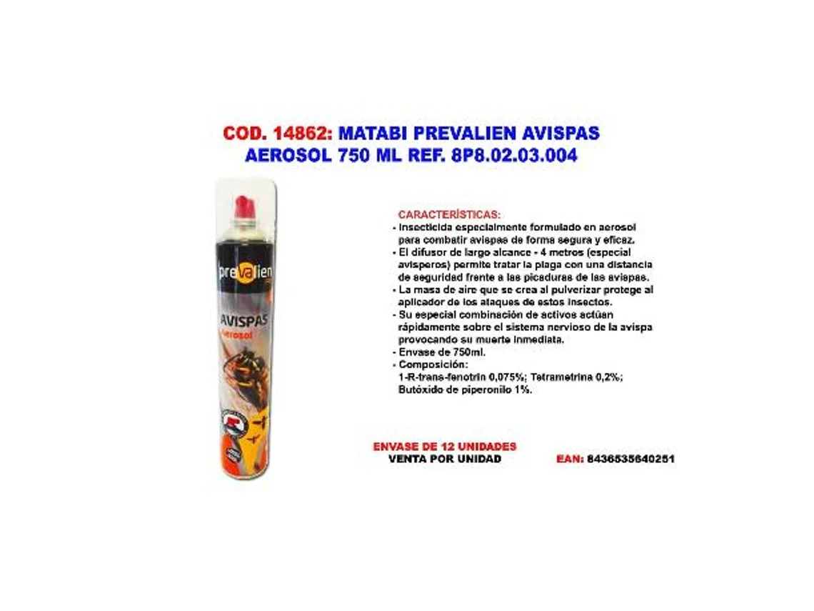 Matabi prevalien avispas  aerosol 750 ml 8p8.02.03.004