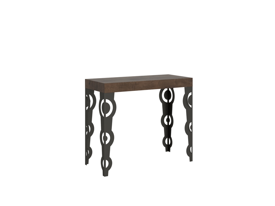 Consolas Karamay Small Premium Extensible hasta 196 cm ITAMOBY (90 x 40 x 77 cm - Paneles de Melamina - Nogal)