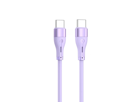 Cable de datos de silicona TELLUR tipo C a tipo C 3A PD60W 1m violeta