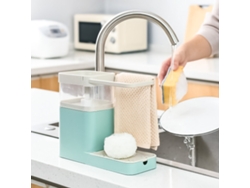 Dispensador automático de jabón líquido de fácil manejo y soporte para esponja.