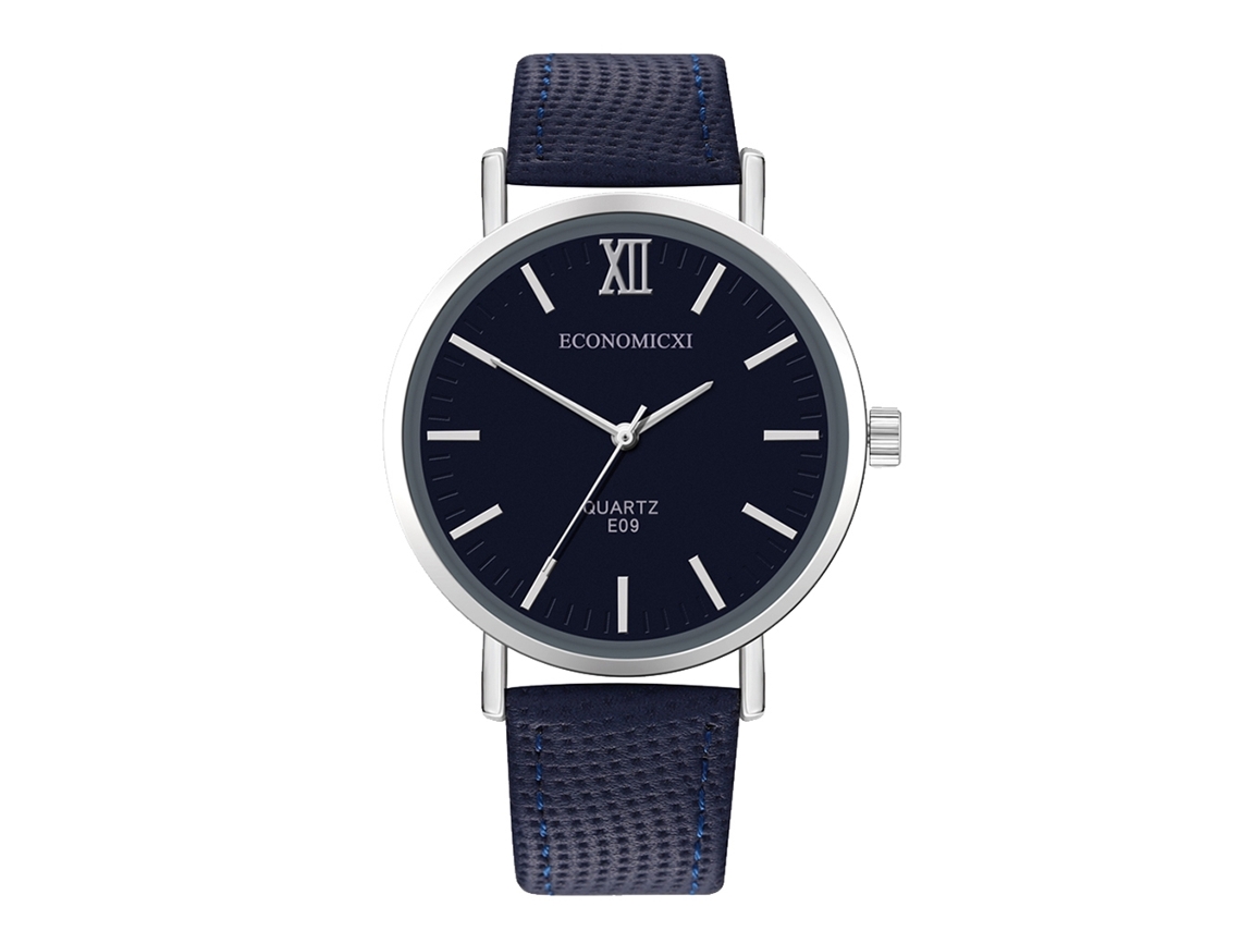 Reloj De Pulsera Informal Para Hombre/mujer Con Correa De Pu Y Movimiento De Cuarzo Azul Real.