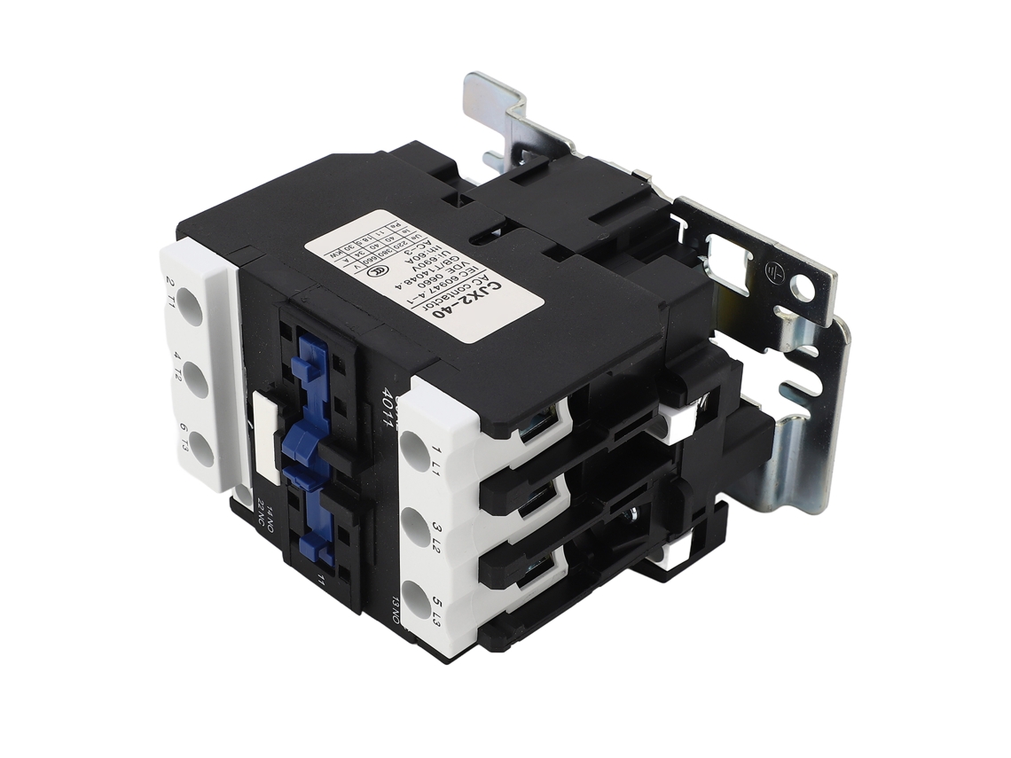 Contactor de CA de 3 pines y 40 A, montaje en riel, 1 NA 1 NC, contactos plateados, controlador de motor de bajo voltaje