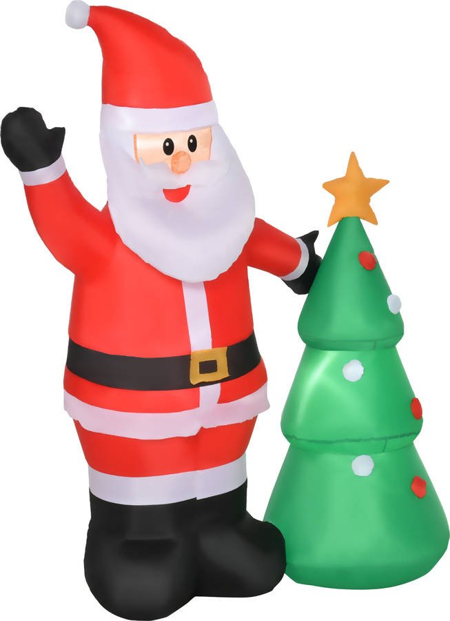 Figura Decorativa HOMCOM Papa Noel B (Verde y Rojo - 124x62x150cm - Poliéster)