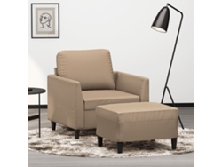 Sillón De Salón | Silla | Sillón Con Taburete Cuero Sintético Color Capuchino 60 Cm Wsd793856