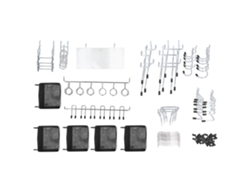 Set De Herramientas De Gancho Y Bandeja Para Tablero Pegboard, 140 Piezas, Aleación, Almacenamiento, Plata