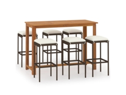 Maison Exclusive - Conjunto De Bar Para Jardín 7 Piezas Con Cojines Marrón