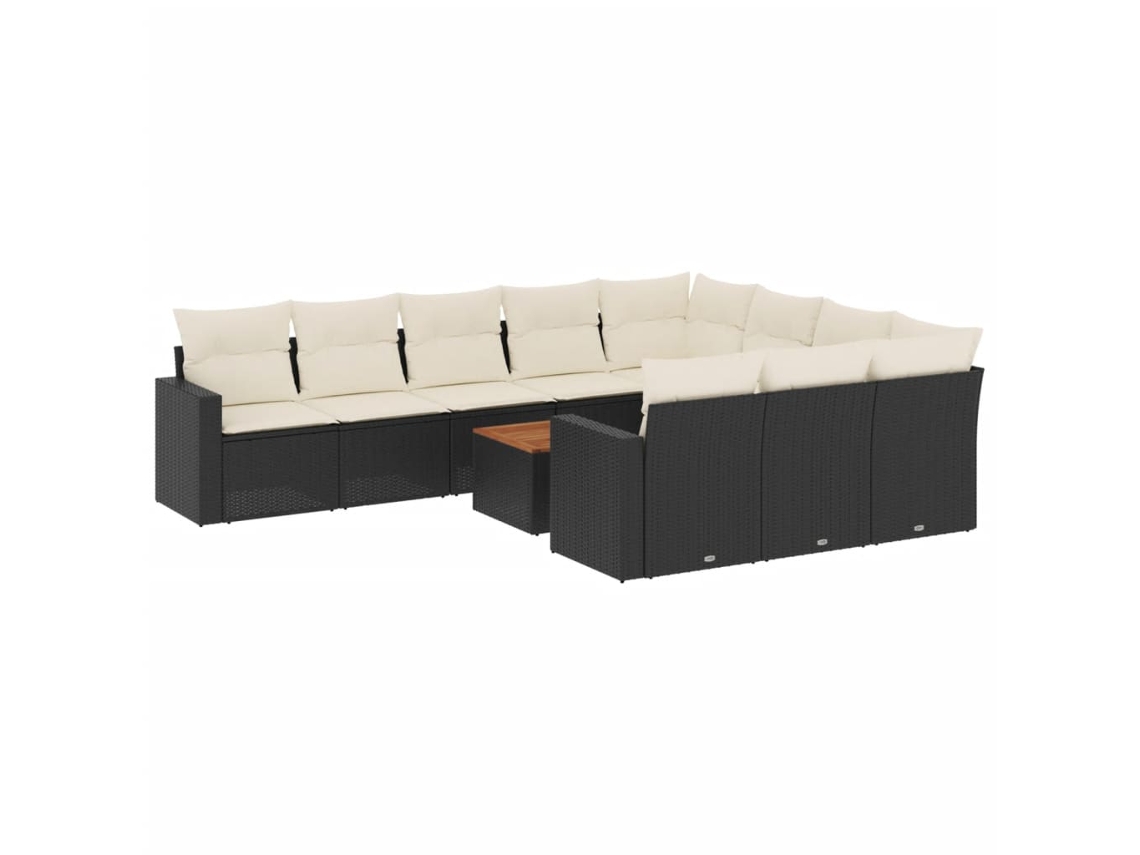 Maison Exclusive - Set De Sofás De Jardín 11 Pzas Y Cojines Ratán Sintético Negro