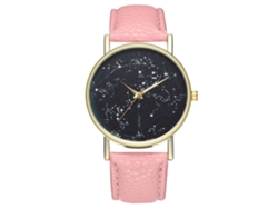 Reloj De Pulsera De Cuarzo Para Mujer Y Hombre Con Correa De Cuero Pu Rosa