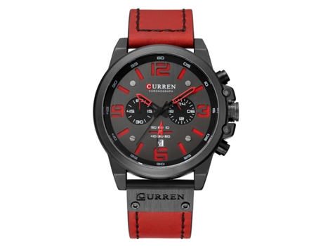 Relojes para Hombre Reloj de Cuarzo de Acero Reloj Casual de Moda para Hombre Reloj Informal con Movimiento Impermeable-Concha Negra roja LUUCOZK