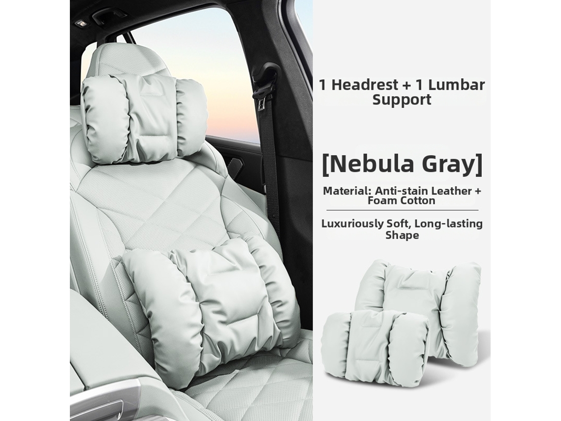 Juego De Almohadas De Soporte Cervical Y Lumbar Henten Home. Material De Cuero Resistente A Las Manchas, Soporte Suave Y Flexible. Gris