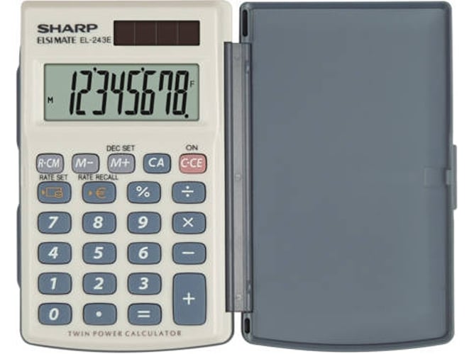 Calculadora Básica SHARP EL-243E Gris y Blanco (8 dígitos)