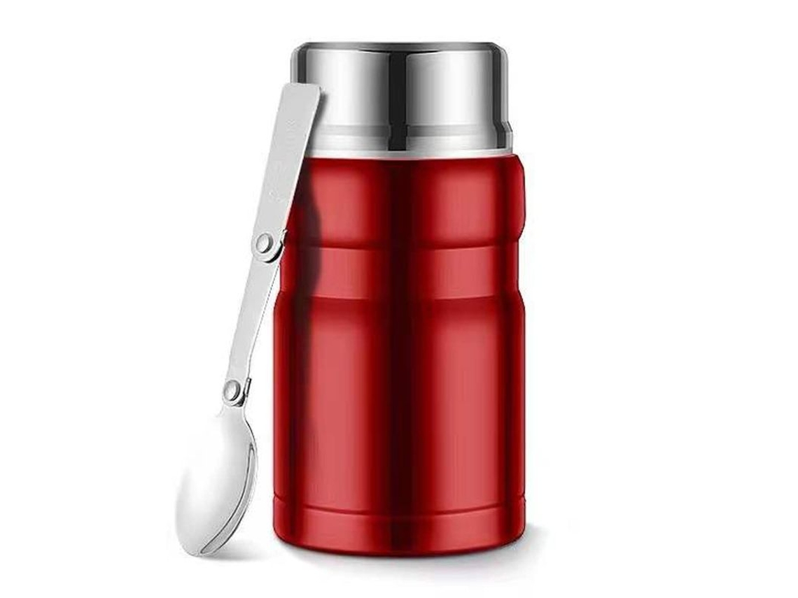 2026da-linjou Termo De Alimentos De Acero Inoxidable 304 Con Tapa Doble Y Cuchara Plegable Rojo 750ml