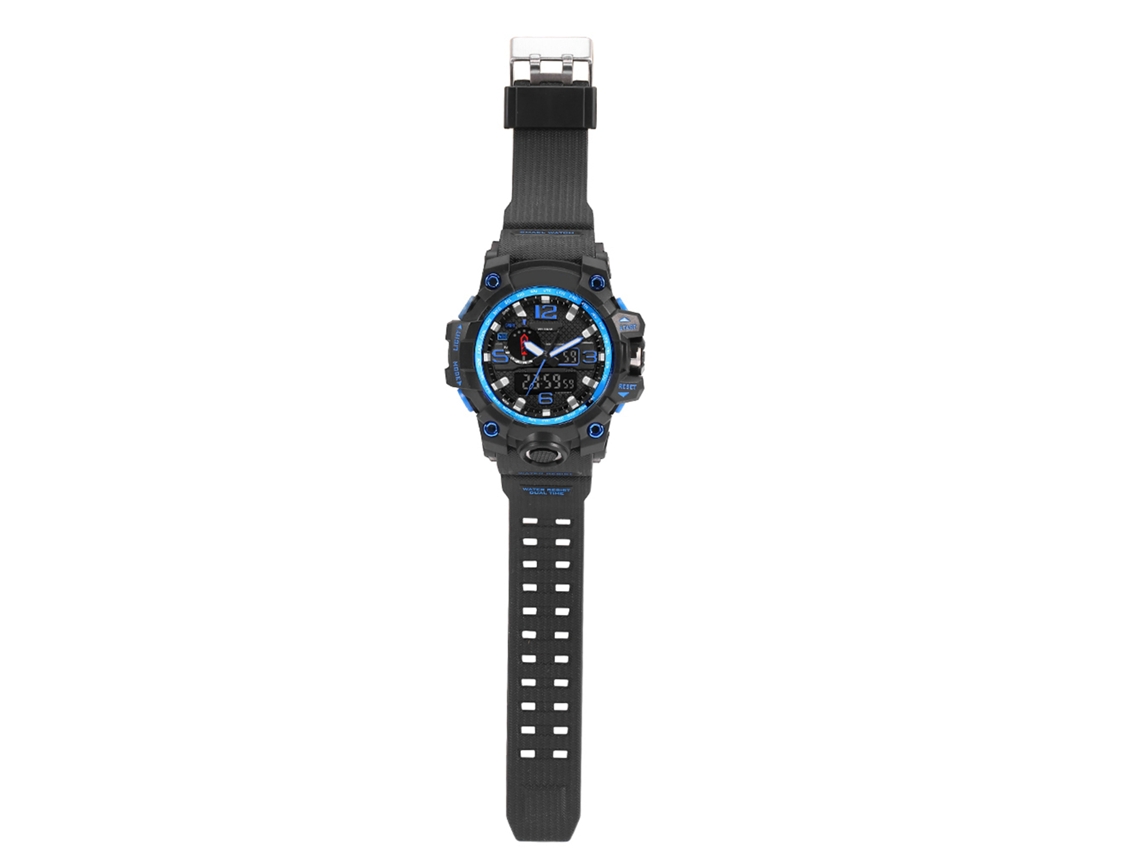 Reloj Deportivo Electrónico Multifuncional Smael Con Doble Pantalla Y Resistente Al Agua (negro Y Azul)