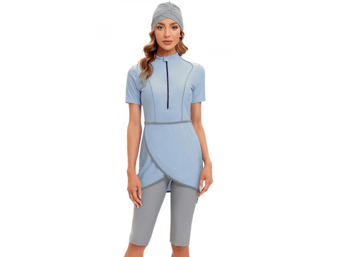 Traje De Baño Musulmán Modesto, Tipo Crop Top, Para Mujer, Estilo Burkini, Nuevo Modelo 2023, Con Cremallera Frontal Bpt