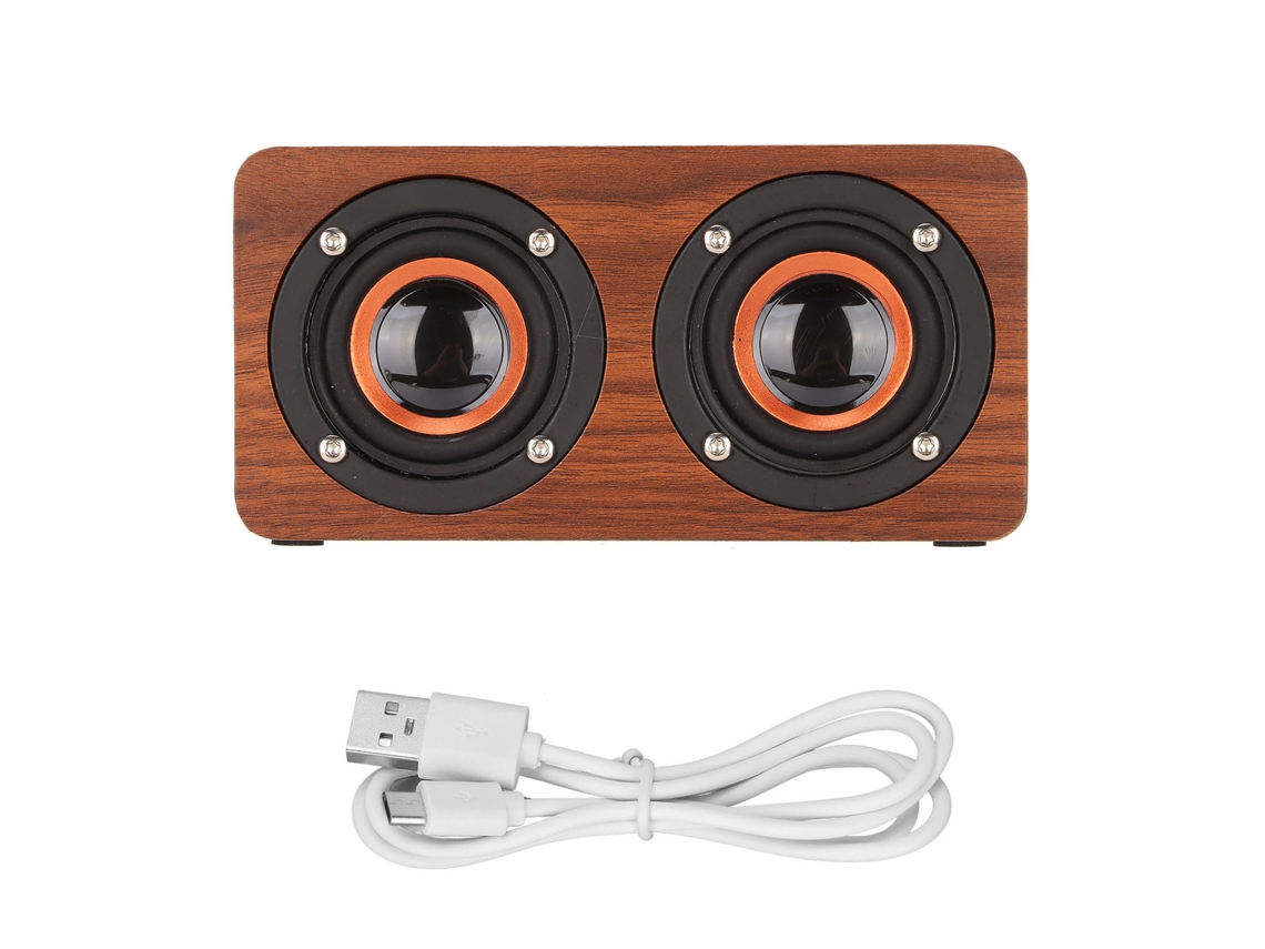Caixa De Som Bluetooth Sem Fio Retro Subwoofer Portátil Com Microfone Para Computador Desktop Tv Grão Mogno