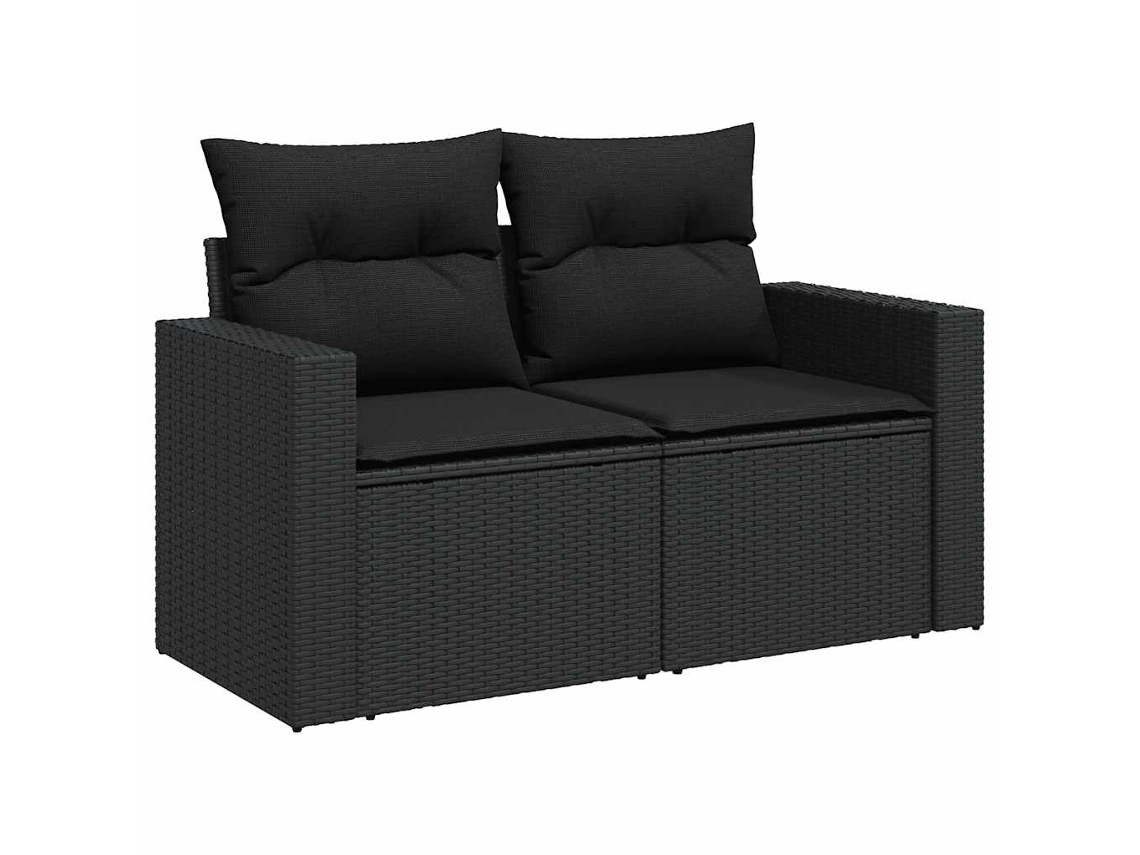 Conjunto de 8 sofás de jardín con cojines de mimbre, color negro, EXCLUSIVA MAISON (8 piezas)