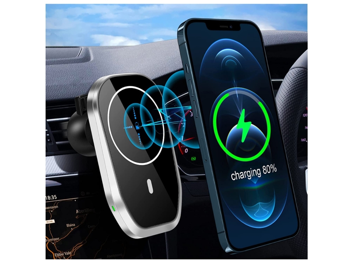 Cargador Sem Carro Mag Safe Rotação para iPhone 12 Pro Max/12 Mini/12 Pro/12 YIZHOOD Negro