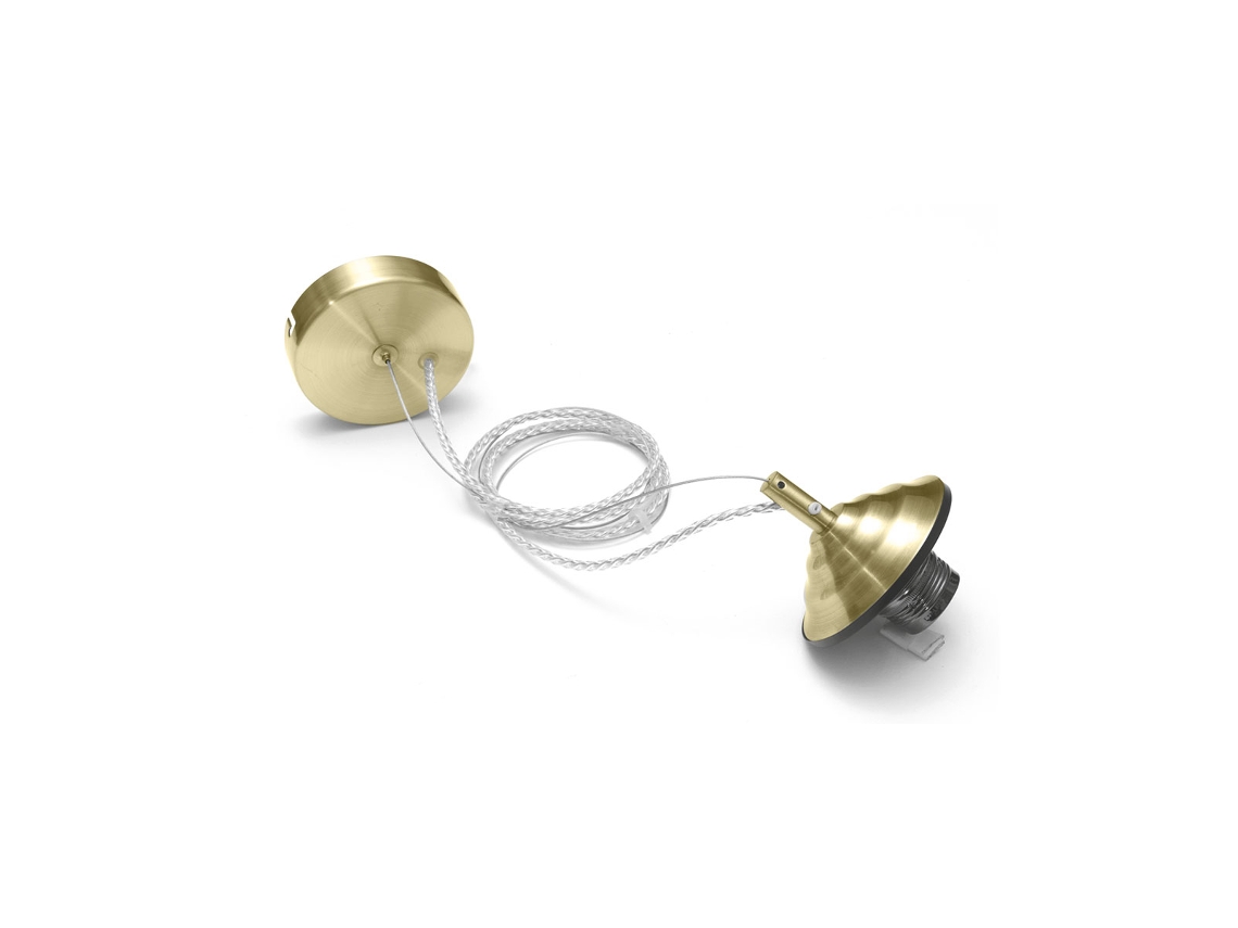 Kit de suspensión Alice Alice V/p E27 Lámpara Roseta de latón Cable trenzado transparente Cubierta 1xe27 Máx. 1x60w IP20 Gea Luce